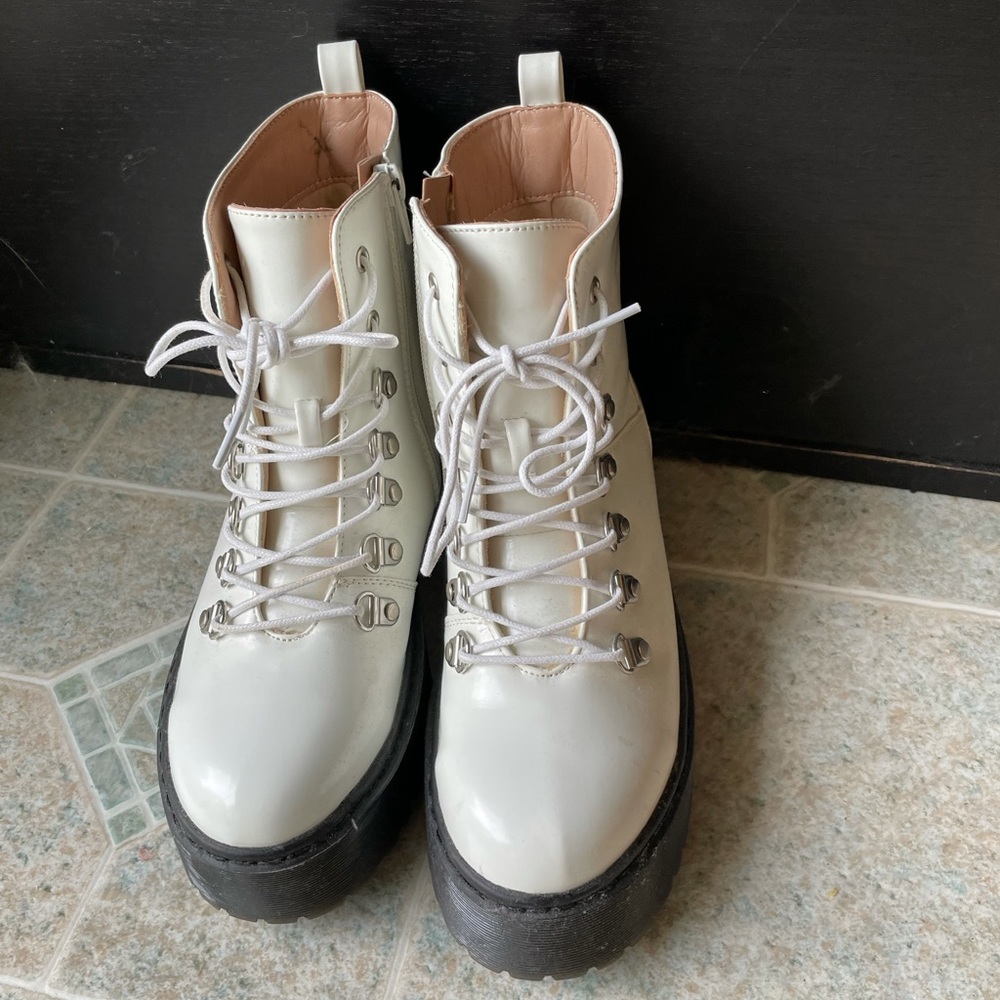 White Doc Platform Boots 6.5